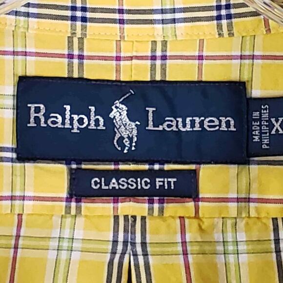 Polo Ralph Lauren Shirt Oxford Men's Size XL Yellow Plaid LS Button Down - Picture 6 of 8